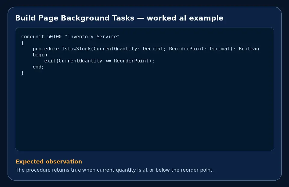Code example for Build Page Background Tasks with the expected observation.