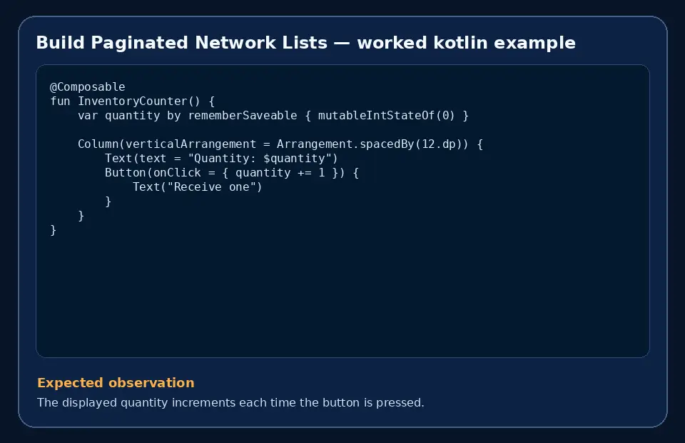 Code example for Build Paginated Network Lists with the expected observation.