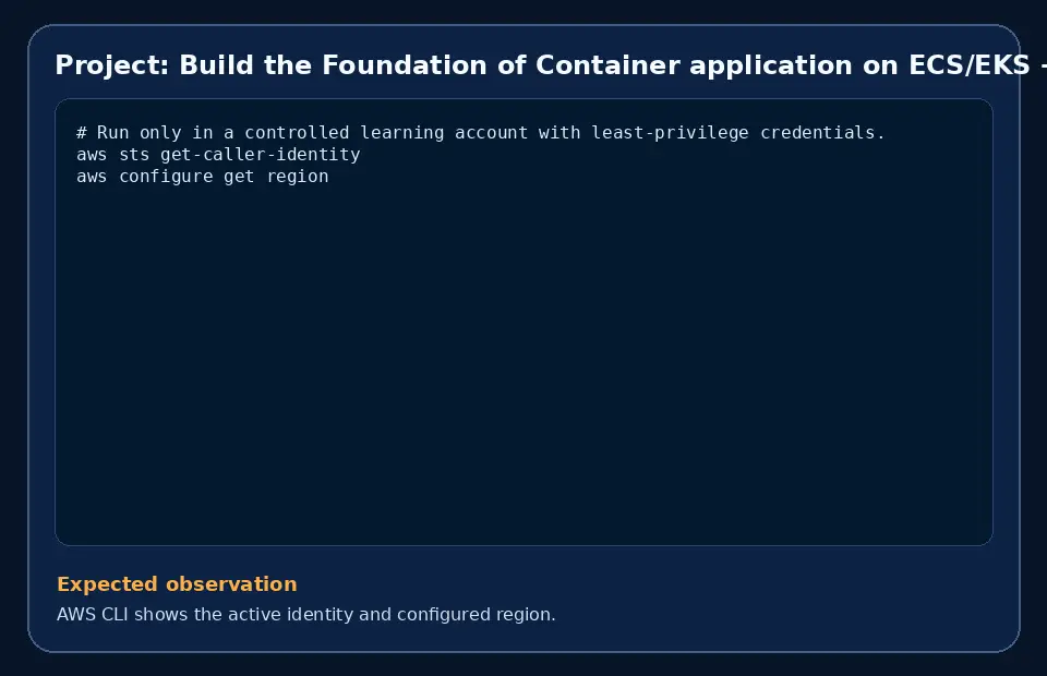 Code example for Project: Build the Foundation of Container application on ECS/EKS with the expected observation.