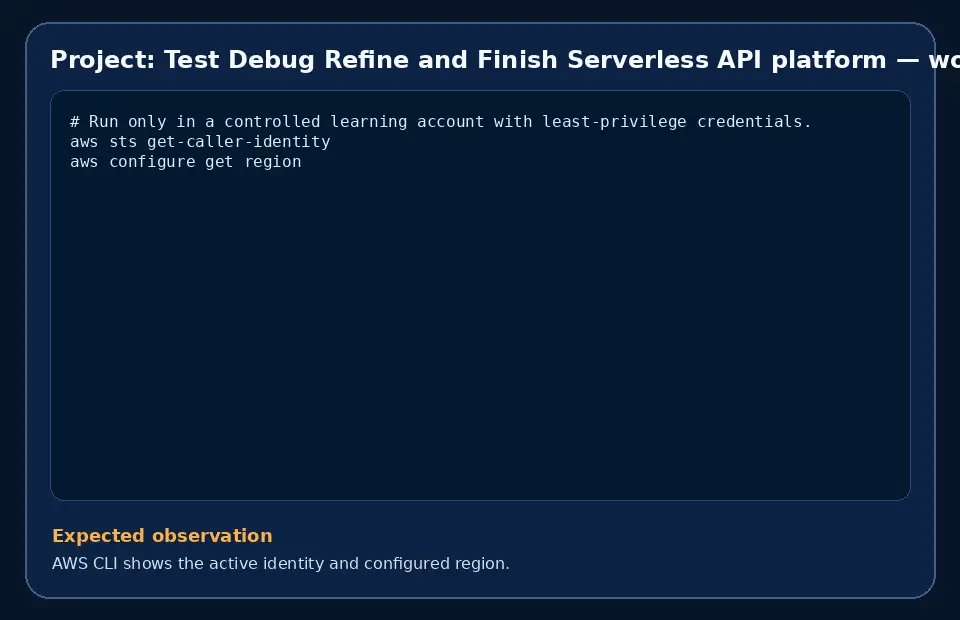 Code example for Project: Test Debug Refine and Finish Serverless API platform with the expected observation.