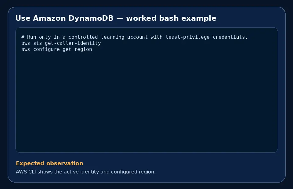 Code example for Use Amazon DynamoDB with the expected observation.