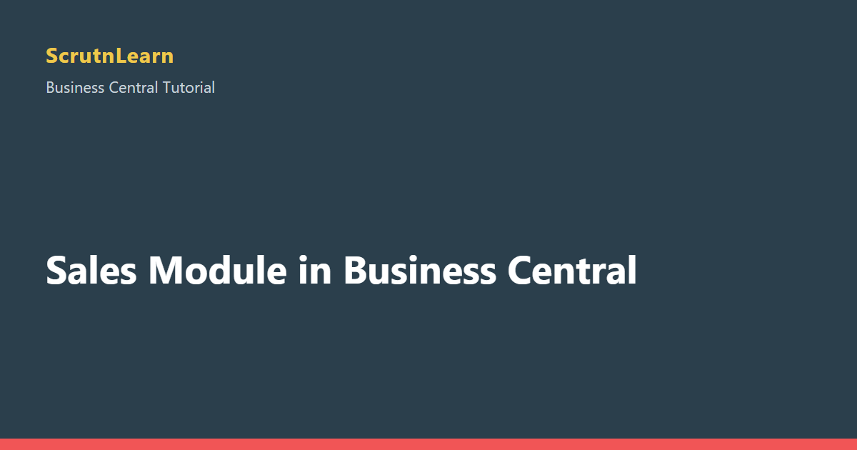 Sales Module in Business Central