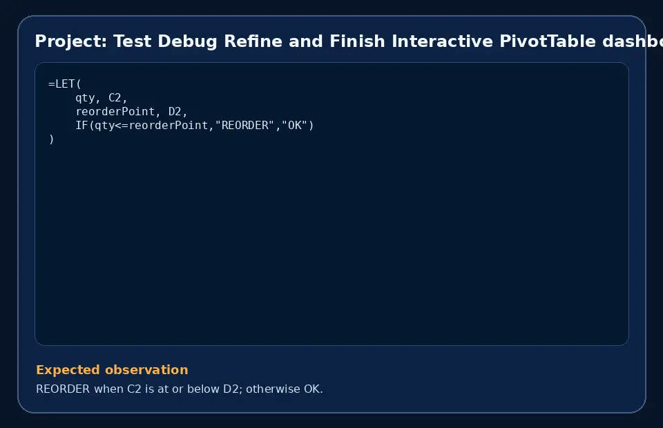 Code example for Project: Test Debug Refine and Finish Interactive PivotTable dashboard with the expected observation.