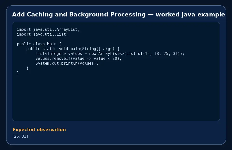 Code example for Add Caching and Background Processing with the expected observation.