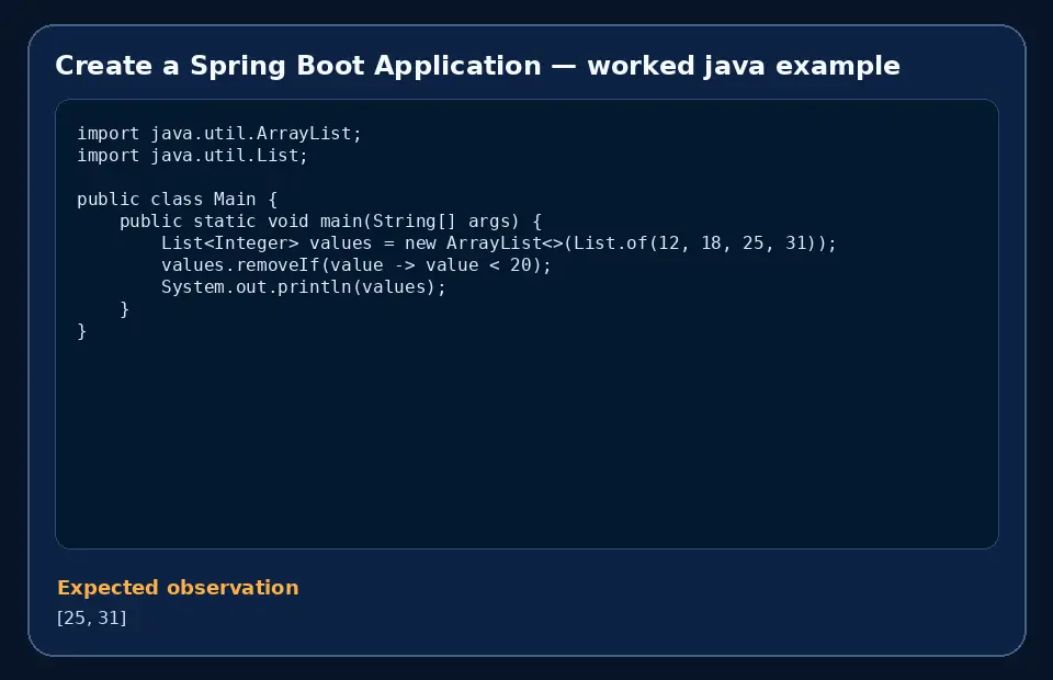 Code example for Create a Spring Boot Application with the expected observation.